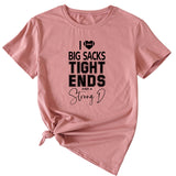 Big sacks Tight Ends Letter Large Women's Short Sleeve T-shirt