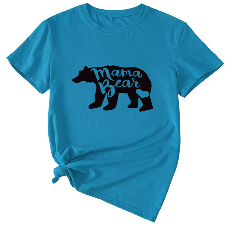 Women's Mama Bear Funny Pattern Short Sleeve Top