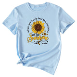 When You Cant Find Letters Sunflower Printed Round Neck Short Sleeve T-shirt