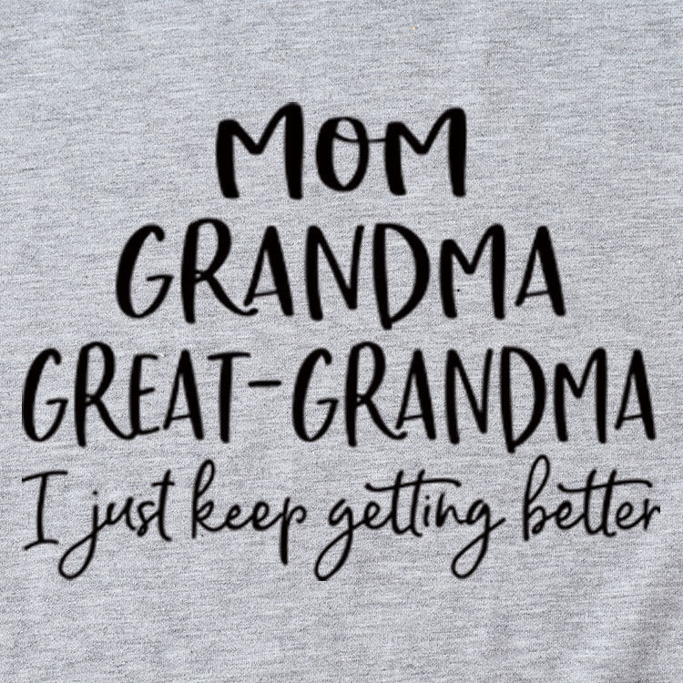 Loose Short Sleeve MOM GRANDMA GREAT Letter Print Crew Neck T-Shirt