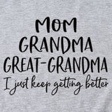 Loose Short Sleeve MOM GRANDMA GREAT Letter Print Crew Neck T-Shirt