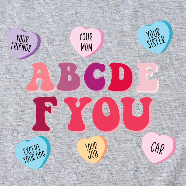 Letter ABCDEF You Printed Women's Summer Casual Loose Short Sleeve