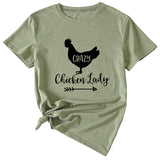 Crazy Chicken Lady Fun Pattern Short Sleeve Shirt