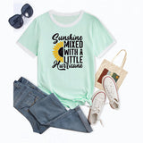 Sunshine Mixed with Sunflower Pattern Ladies Short Sleeve T-shirt