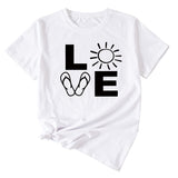 LOVE Fun Pattern Women's Loose Round Neck Short Sleeve Top Shirt