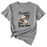 Womens Im Just A Girl Fun Pattern Casual Short-sleeved T-shirt