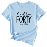 English Letter Hello Forest Est 1983 Round Neck Short Sleeve T-shirt
