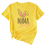 Cute Mama Bunny Pattern Women's Casual Round Neck Short Sleeve T-Shirt