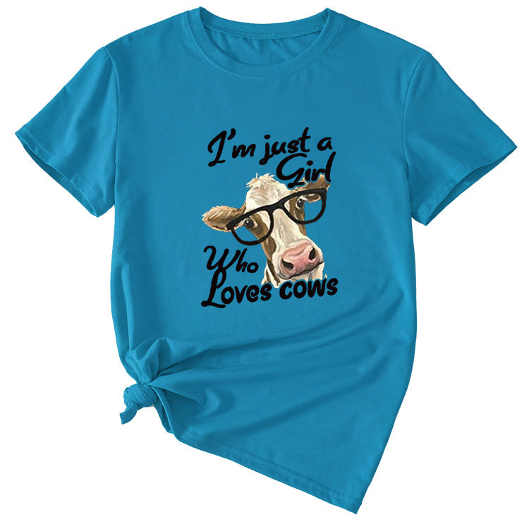 Womens Im Just A Girl Fun Pattern Casual Short-sleeved T-shirt