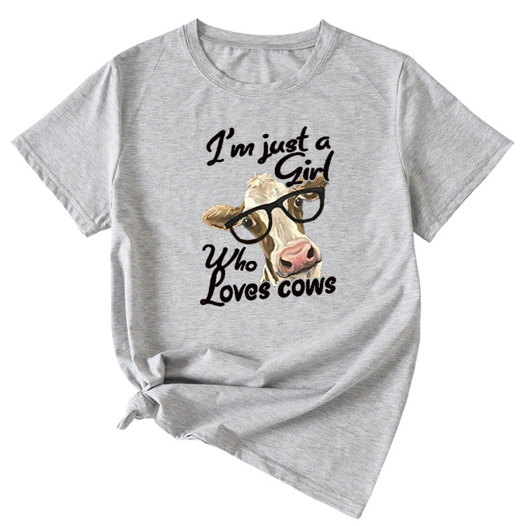 Womens Im Just A Girl Fun Pattern Casual Short-sleeved T-shirt