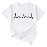 ECG Coffee Women's Loose Short Sleeve Top Round Neck T-shirt