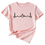 ECG Coffee Women's Loose Short Sleeve Top Round Neck T-shirt