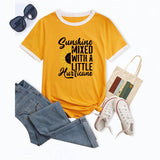 Sunshine Mixed with Sunflower Pattern Ladies Short Sleeve T-shirt