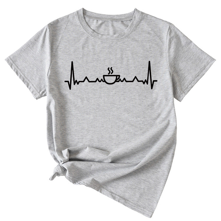 ECG Coffee Women's Loose Short Sleeve Top Round Neck T-shirt