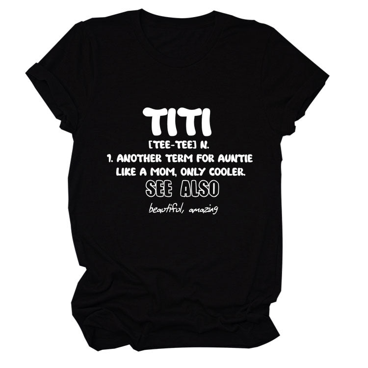 TITI TEE TEE Summer Letter Crew Neck Loose Short Sleeve Women's T-Shirt