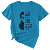 Letter Pattern Women Belong in All Places Short Sleeve T-shirt