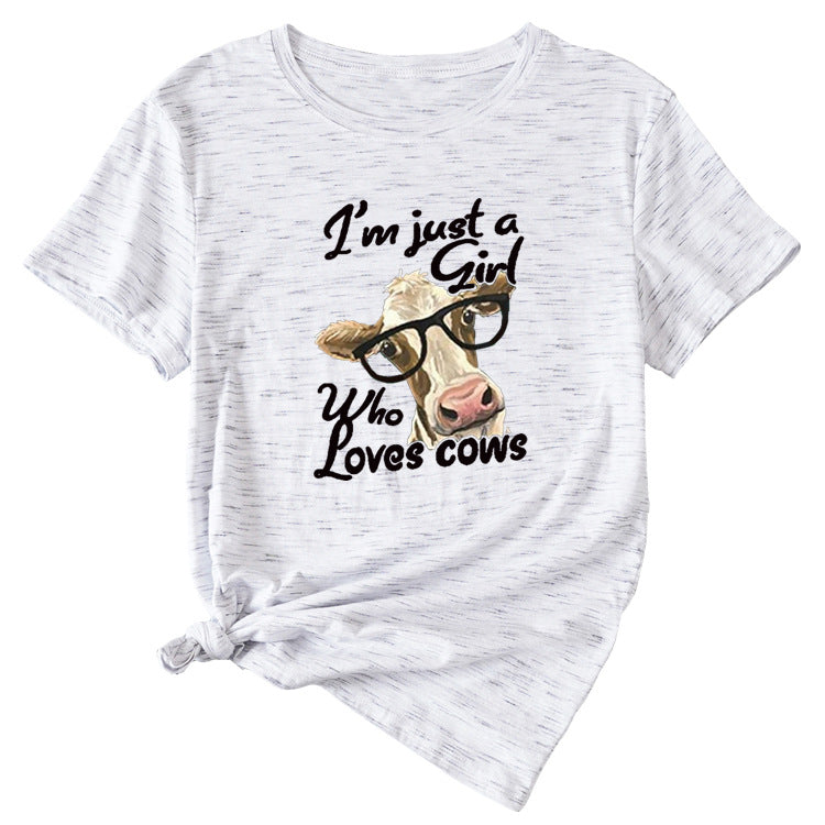 Womens Im Just A Girl Fun Pattern Casual Short-sleeved T-shirt