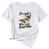 Womens Im Just A Girl Fun Pattern Casual Short-sleeved T-shirt