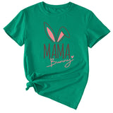 Cute Mama Bunny Pattern Women's Casual Round Neck Short Sleeve T-Shirt