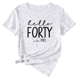 English Letter Hello Forest Est 1983 Round Neck Short Sleeve T-shirt