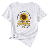 When You Cant Find Letters Sunflower Printed Round Neck Short Sleeve T-shirt