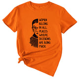 Letter Pattern Women Belong in All Places Short Sleeve T-shirt