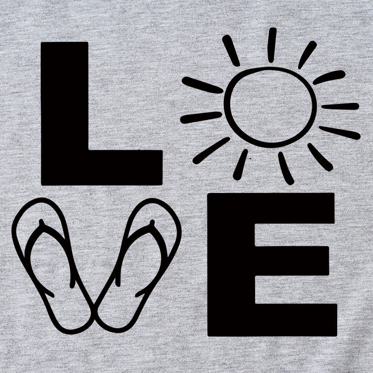 LOVE Fun Pattern Chemise haute ample à manches courtes et col rond pour femme