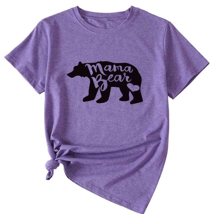 Women's Mama Bear Funny Pattern Short Sleeve Top