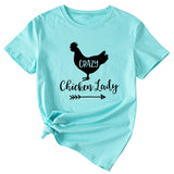 Crazy Chicken Lady Fun Pattern Short Sleeve Shirt