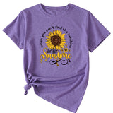 When You Cant Find Letters Sunflower Printed Round Neck Short Sleeve T-shirt