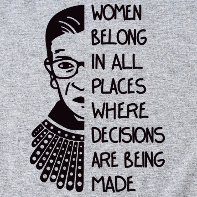 Letter Pattern Women Belong in All Places Short Sleeve T-shirt