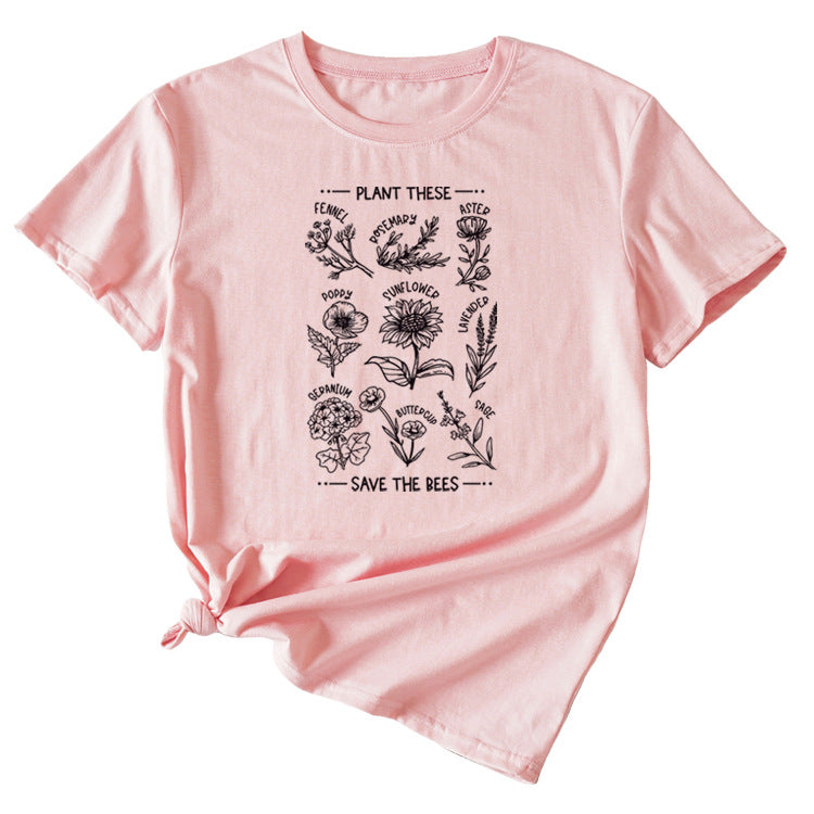 PLANT TESE SAVE THE BEES FLORAL PATTERN SHORT SLEEVES