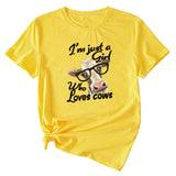 Womens Im Just A Girl Fun Pattern Casual Short-sleeved T-shirt