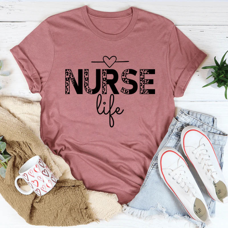 NURSE Life Letter Crew Neck Loose Short Sleeve Casual T-Shirt Women