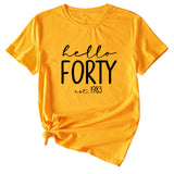 English Letter Hello Forest Est 1983 Round Neck Short Sleeve T-shirt