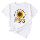 When You Cant Find Letters Sunflower Printed Round Neck Short Sleeve T-shirt