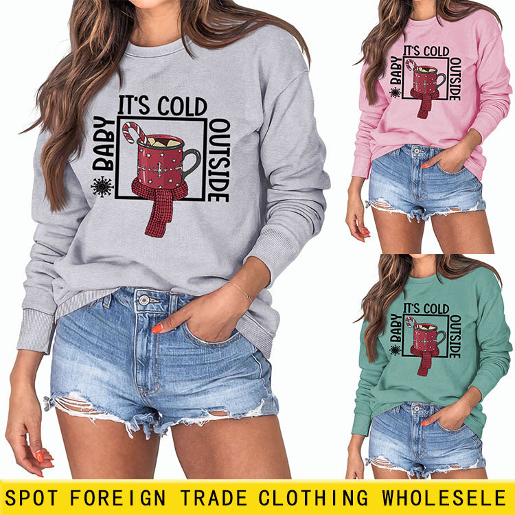 Baby, It's Cold Outside The Name Print Loose Long-sleeved Sweatshirt