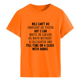 NO I CAN'T DO Alphabet Crew Neck Loose Short Sleeve Large Size T-Shirt