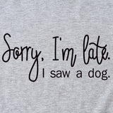 Sorry I'm Late Letter Printed Women's Casual Round Neck Short Sleeved Shirt