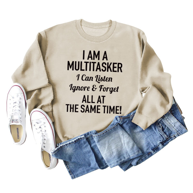 I AM A MULTITASKER CREW NECK LOOSE LS WOMEN'S SWEATER