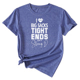 Big sacks Tight Ends Letter Large Women's Short Sleeve T-shirt