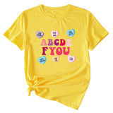 Letter ABCDEF You Printed Women's Summer Casual Loose Short Sleeve