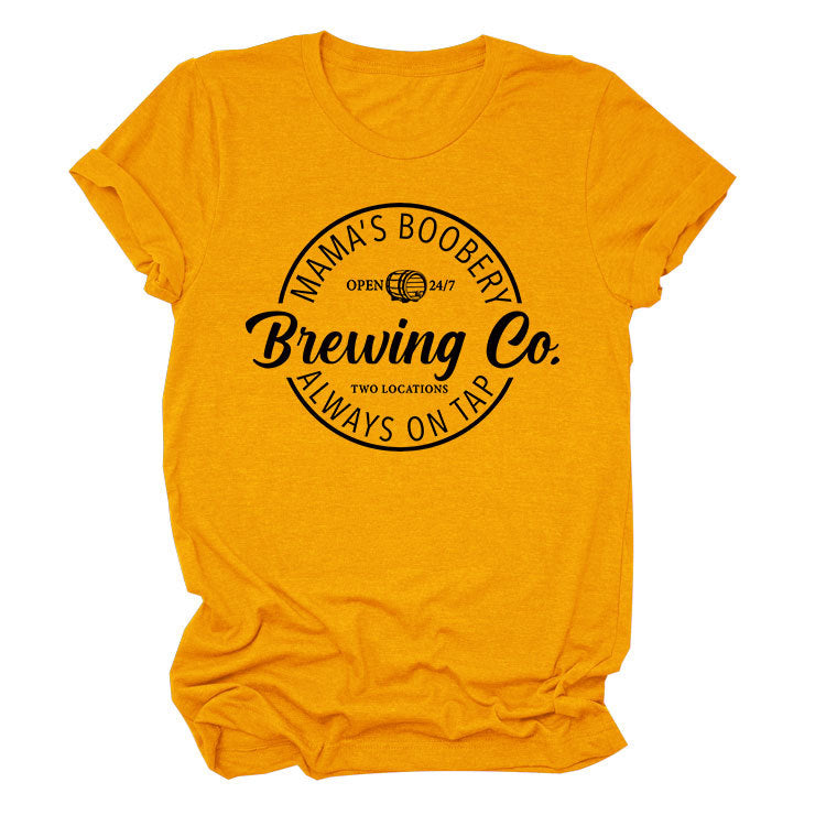 Mama's Boobery Brewing Crew Neck Women's T-Shirt Loose Short Sleeves