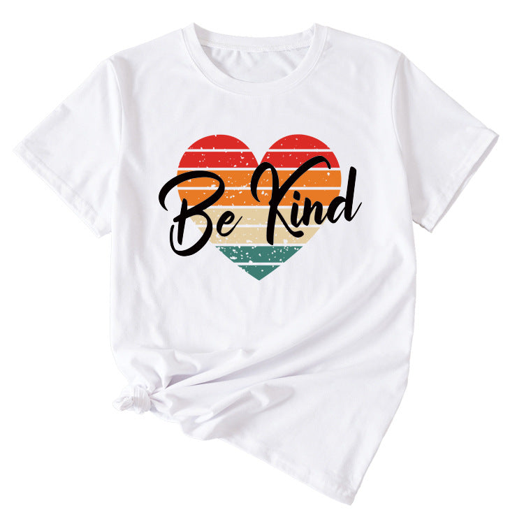 Letter be kind Fun Pattern Loose Large Short Sleeve T-shirt Top