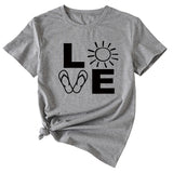 LOVE Fun Pattern Women's Loose Round Neck Short Sleeve Top Shirt