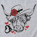 T-shirt à manches courtes et col rond pour femmes, à la mode, motif Rose Bullhead, décontracté