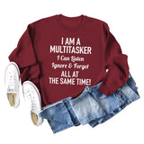 I AM A MULTITASKER CREW NECK LOOSE LS WOMEN'S SWEATER