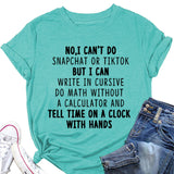 NO I CAN'T DO Alphabet Crew Neck Loose Short Sleeve Large Size T-Shirt