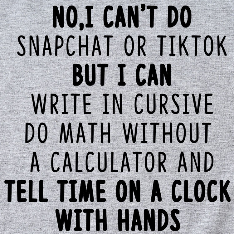 NO I CAN'T DO Alphabet Crew Neck Loose Short Sleeve Large Size T-Shirt