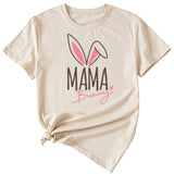 Cute Mama Bunny Pattern Women's Casual Round Neck Short Sleeve T-Shirt